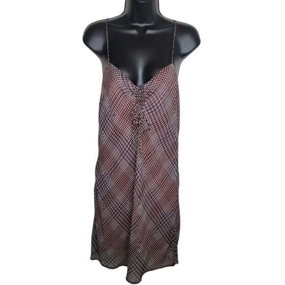 Urban Outfitters plaid cinch neck slip dress Size Large - Picture 1 of 7